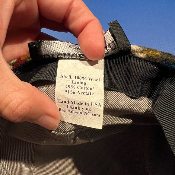 Vintage Brenda Lynn New York  Wide Brim Green Plaid Wool Cap Y2K Made USA - Picture 7 of 7